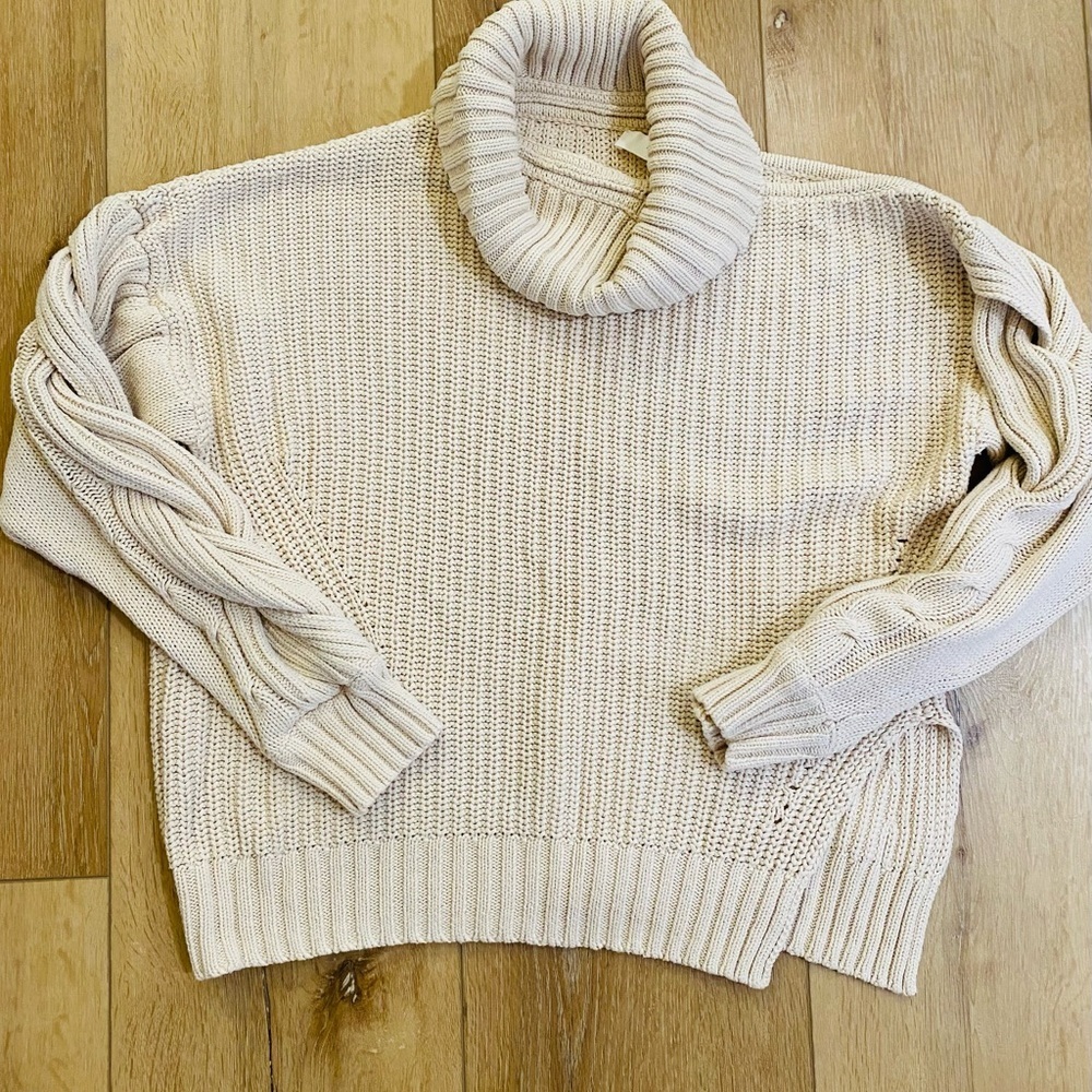 ASTR The Label Sweater Women’s Large Cream Textured Stitch Cable Chunky Knit